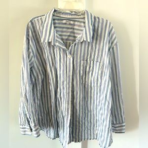 Madewell plus size 3x white & blue stripe button down shirt. Only worn once.